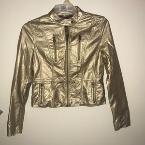 2B by Bebe gold leather jacket
